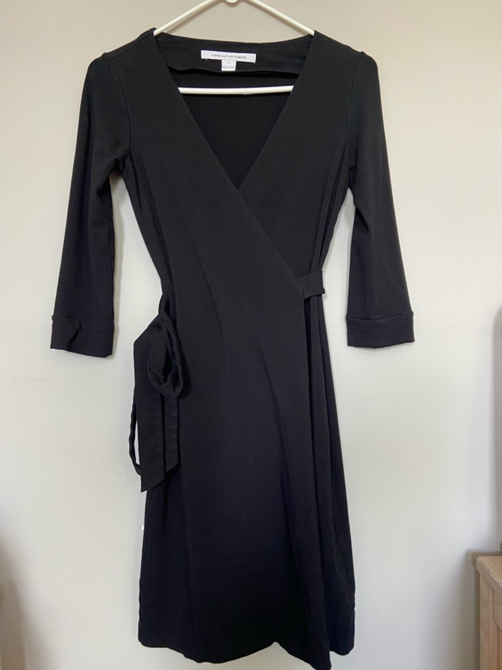 Diane Von Furstenberg Black Wrap Dress with Tie Waist